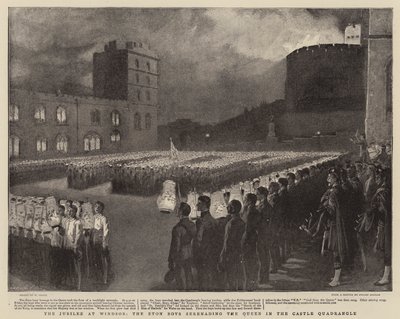 The Jubilee at Windsor, the Eton Boys serenading the Queen in the Castle Quadrangle by William Small
